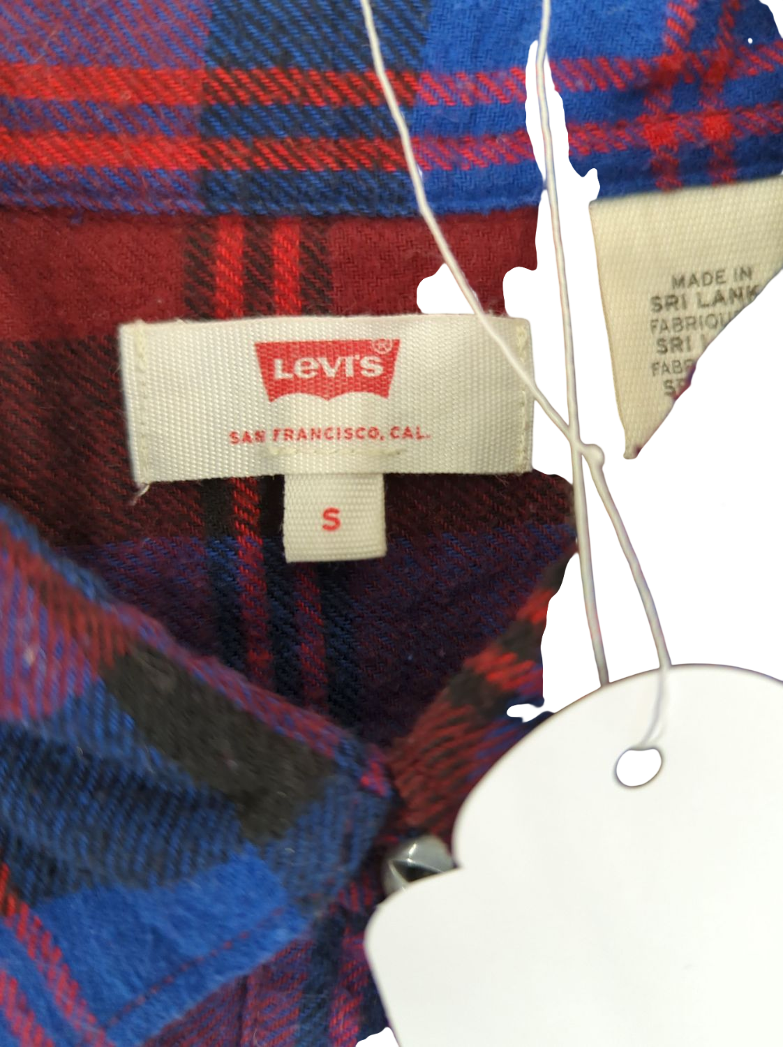 Levi's Red and Blue Plaid Flannel Shirt - Size S