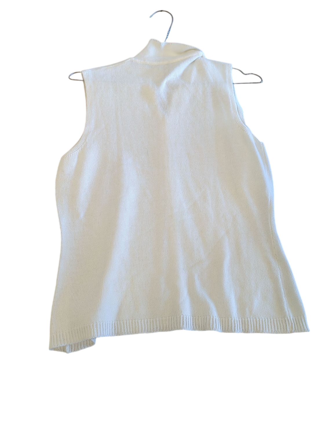 Immagineitalia White Knitted Tank Top - Italian Designer Sleeveless Vest