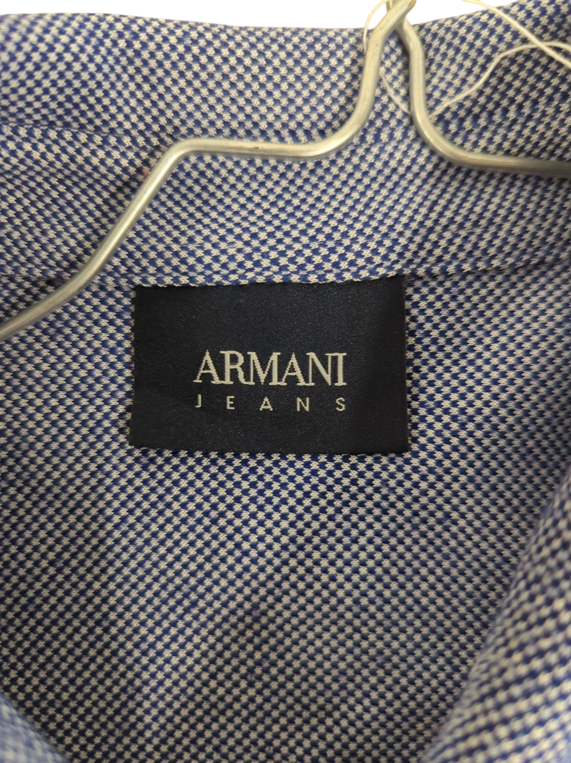 Armani Jeans Blue Button-Down Shirt - Micro Pattern