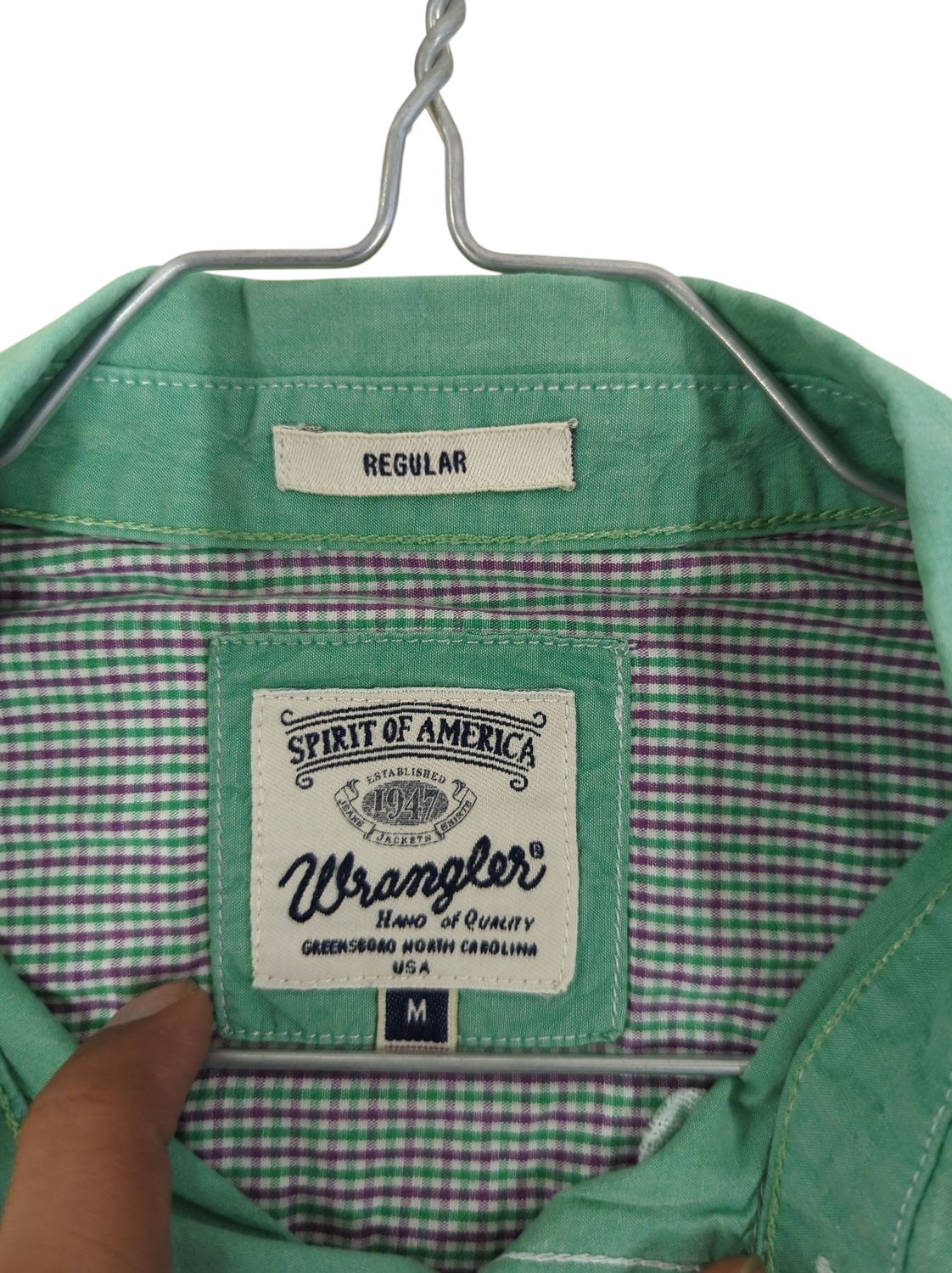 Wrangler Green Button-Down Shirt - Size M - Regular Fit