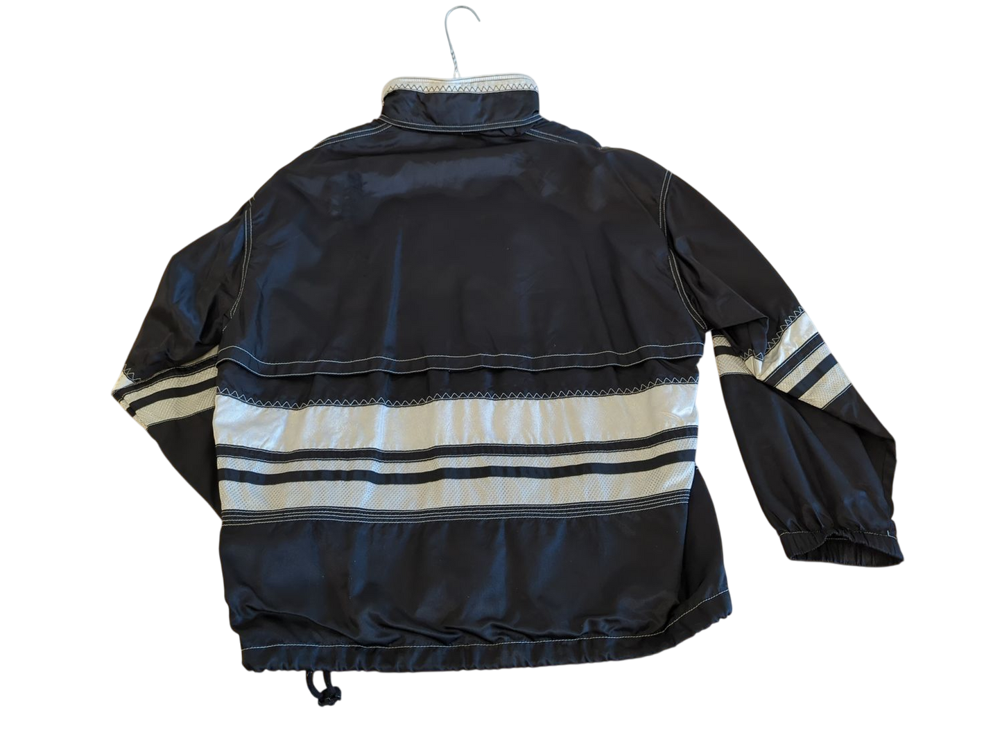 Vintage Asics Black and White Windbreaker Jacket with Half-Zip