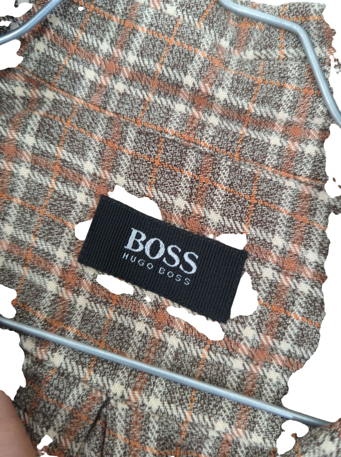 BOSS Hugo Boss Plaid Button-Down Shirt - Brown Checkered Pattern