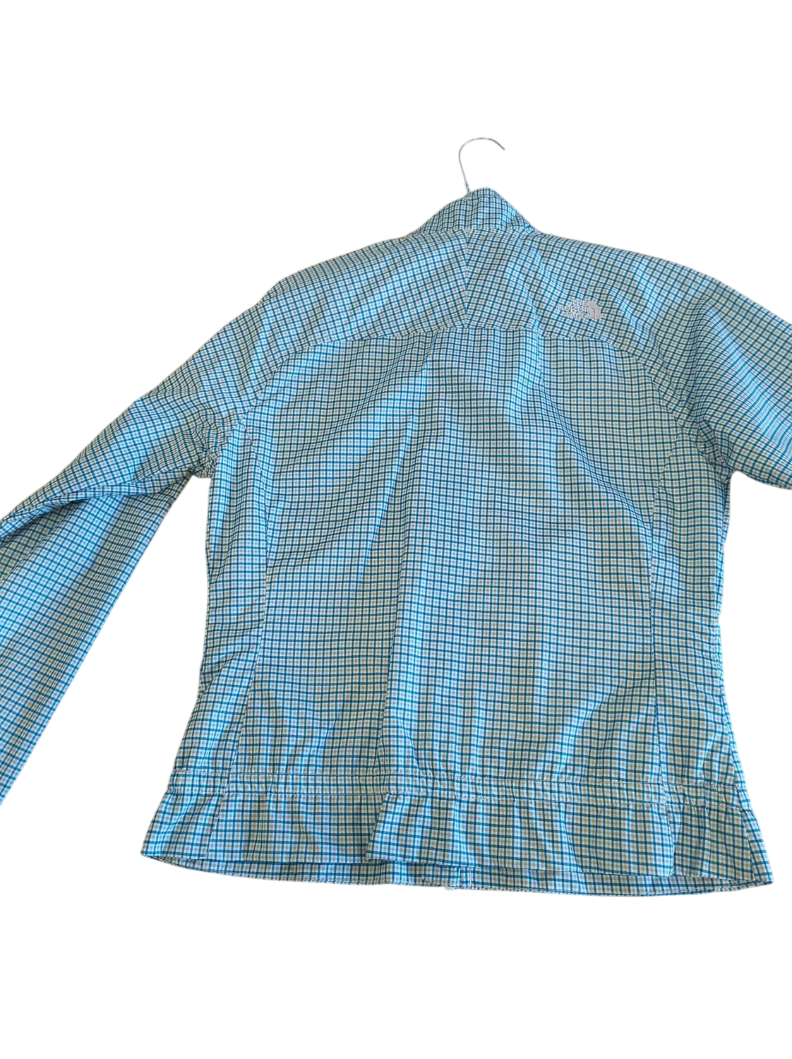The North Face Blue Checkered Windbreaker Jacket - Size S