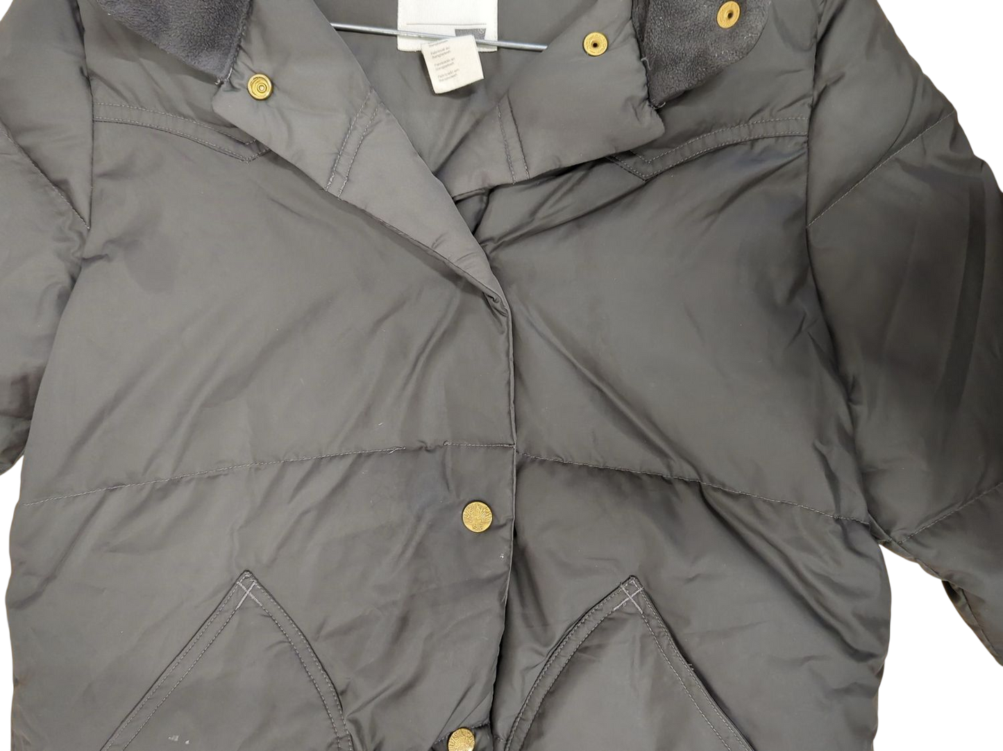 Black Quilted Parka Jacket with Gold Buttons