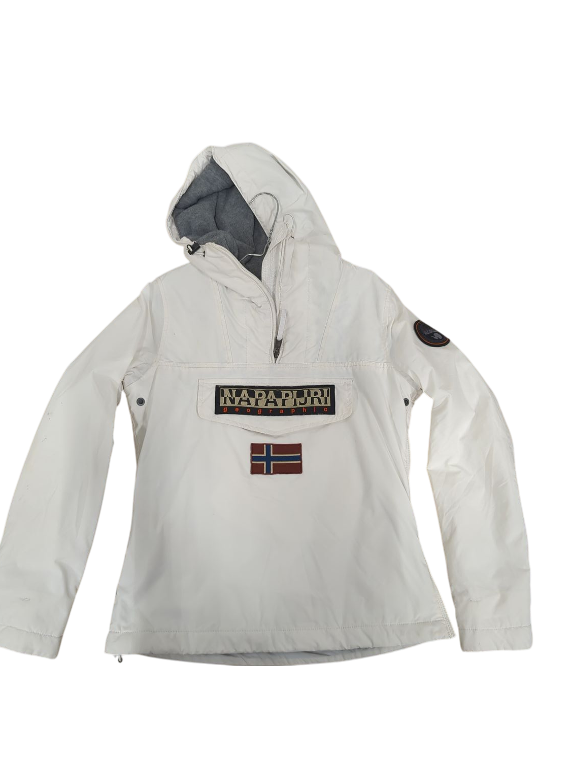 Napapijri White Windbreaker Jacket with Norwegian Flag