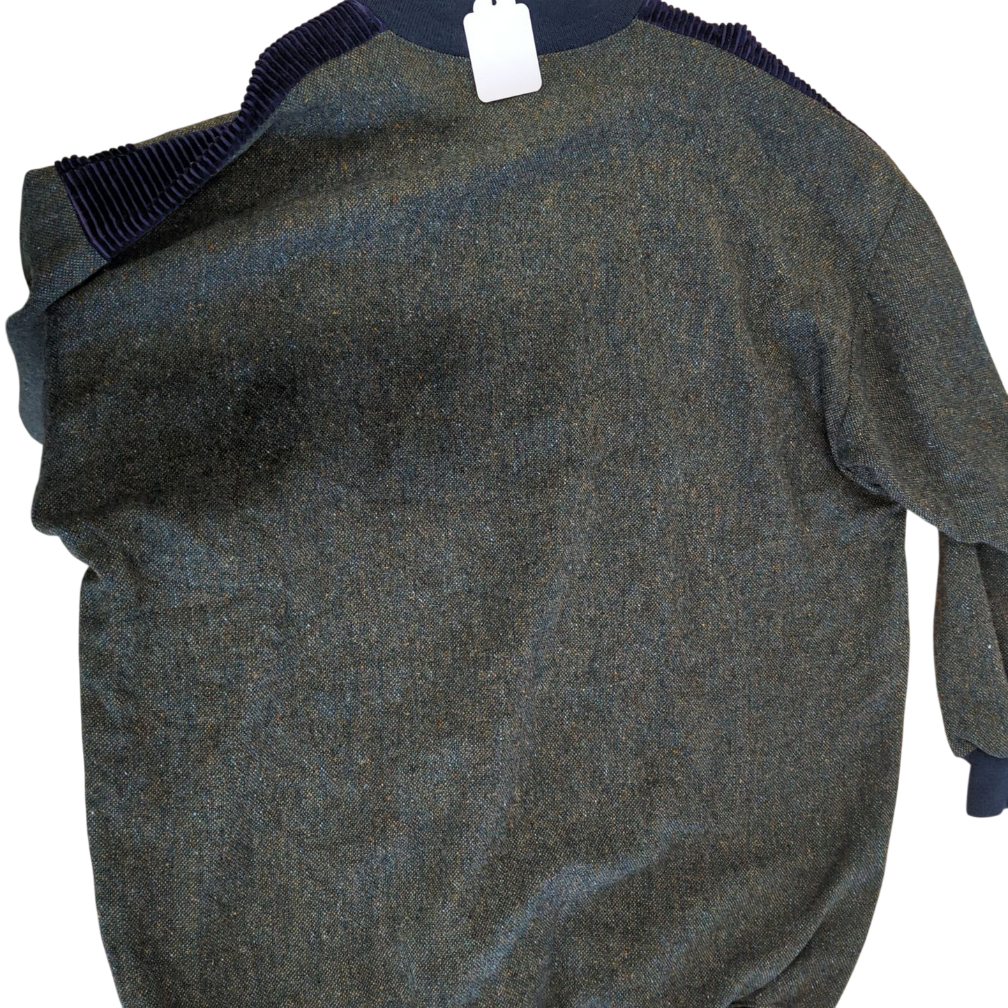 Ireland Exclusive Waldbusch Men's Green Wool Sweater with Navy Trim
