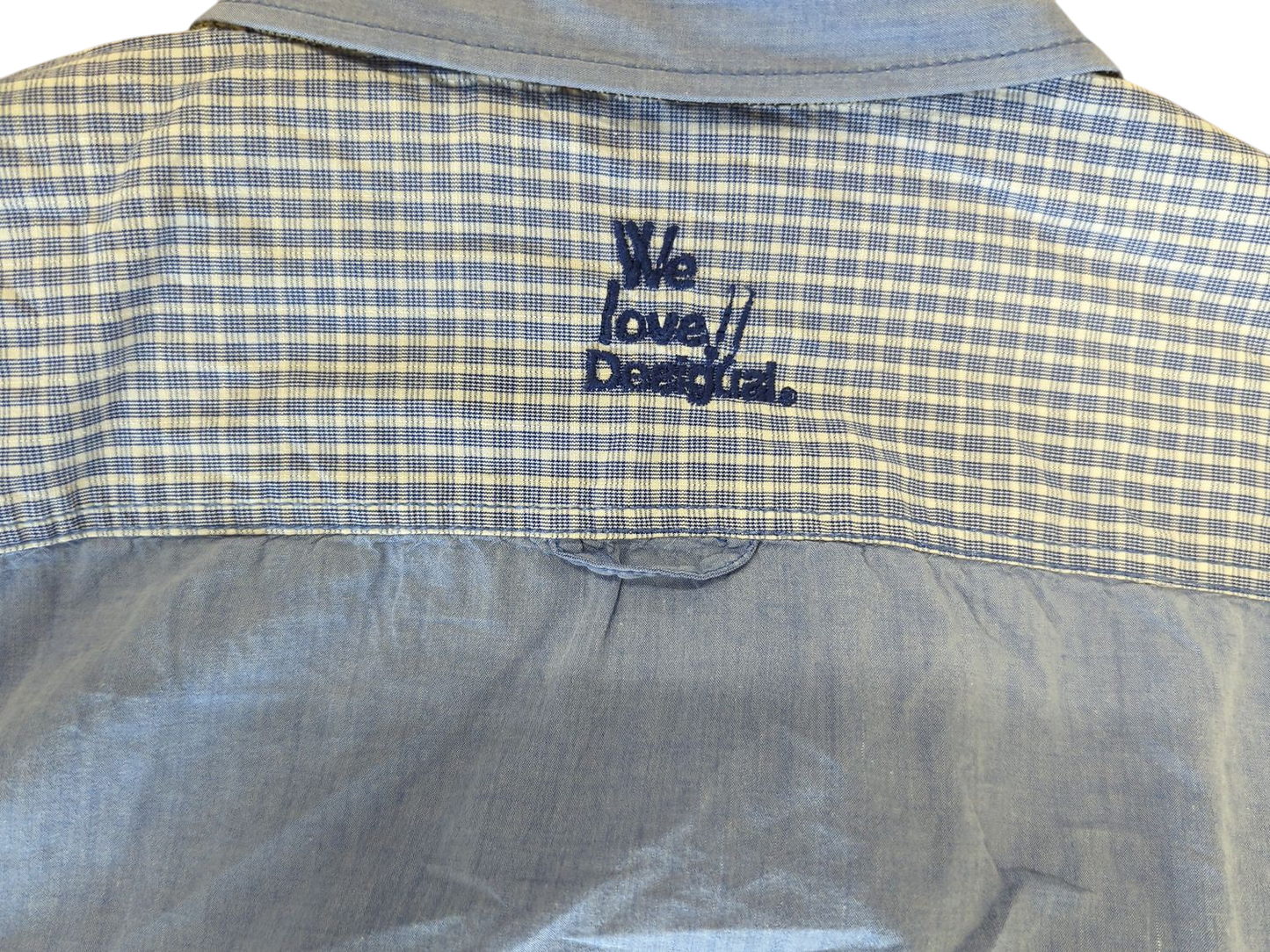 Desigual Blue Button-Down Shirt with Graphic Print - Size Regular