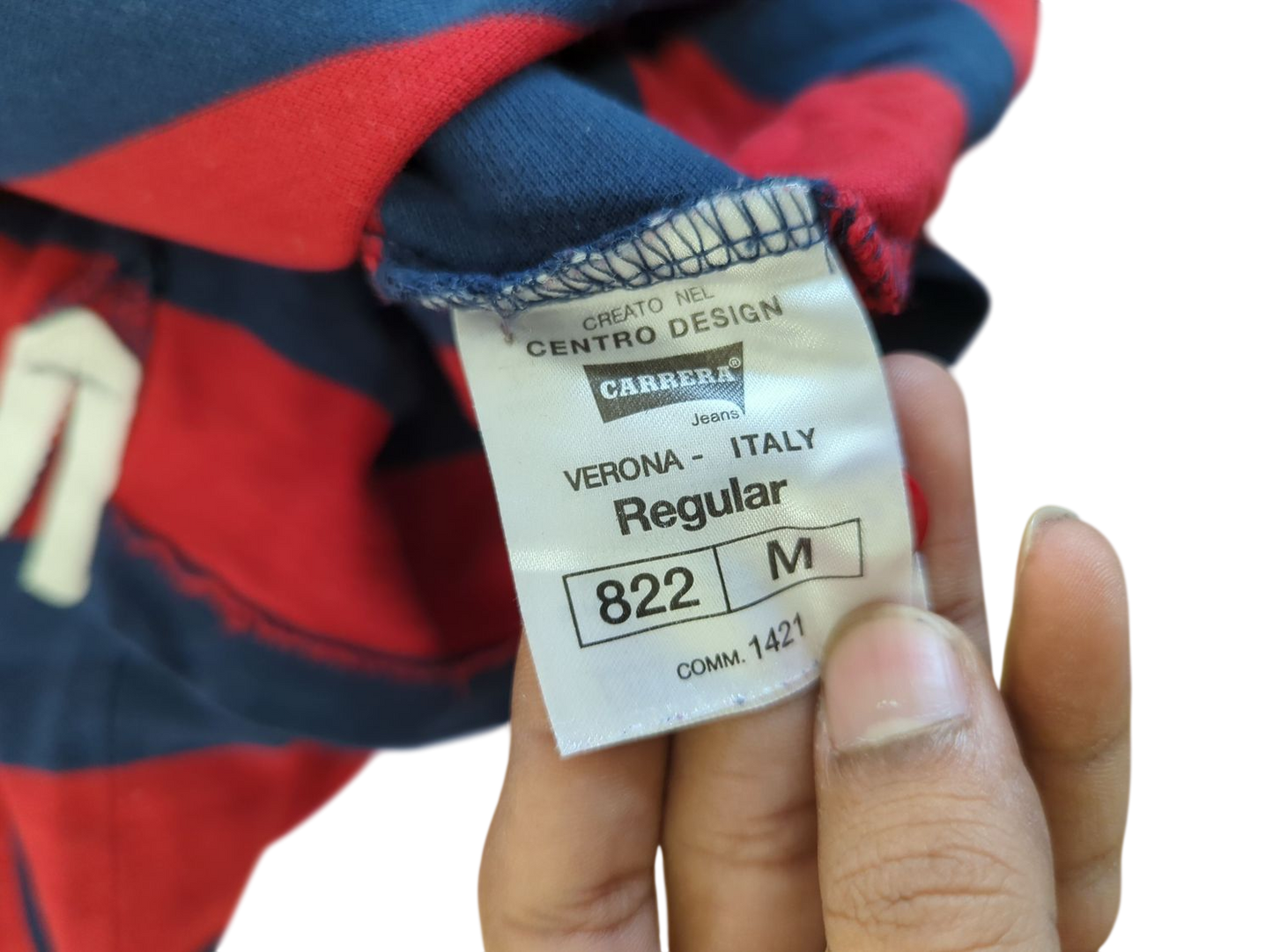 Carrera Men's Striped Polo Shirt - Red & Navy - Size M - Made in Italy