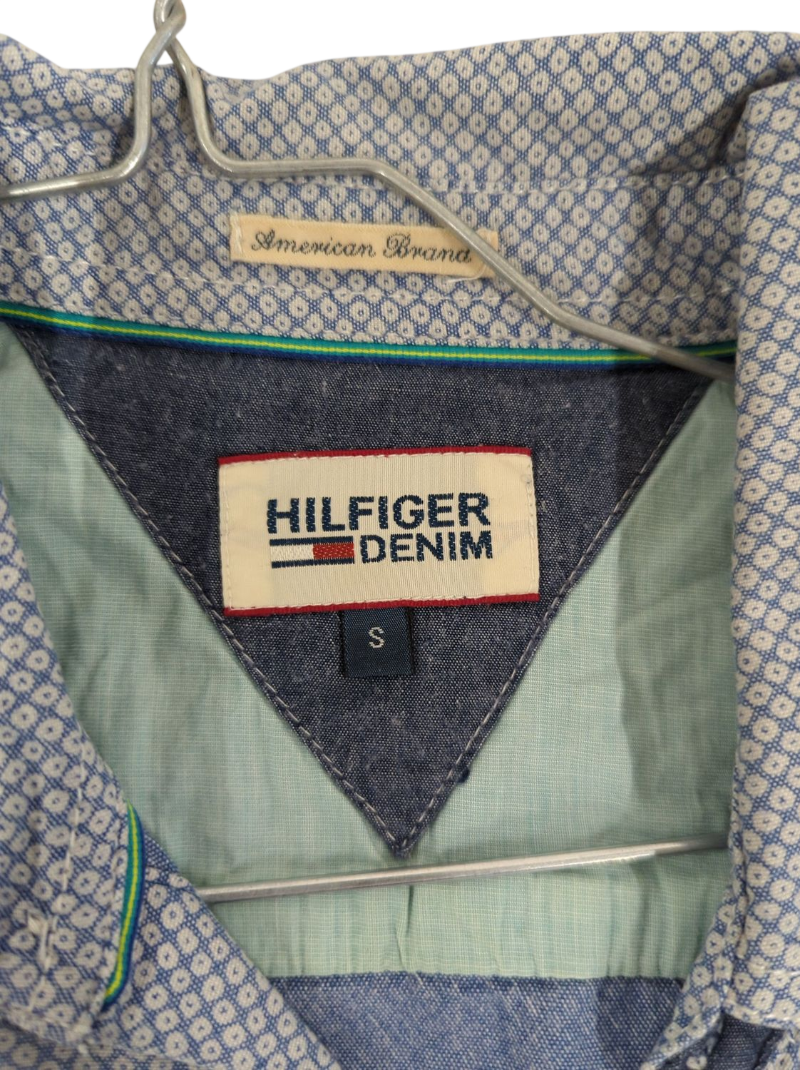 Tommy Hilfiger Denim Blue Pattern Button-Down Shirt - Size S