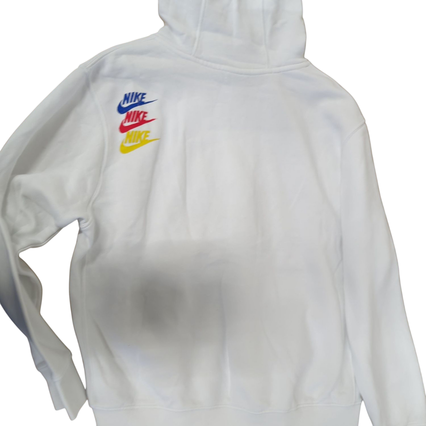 Nike White Windbreaker Jacket with Colorful Logo - Size M