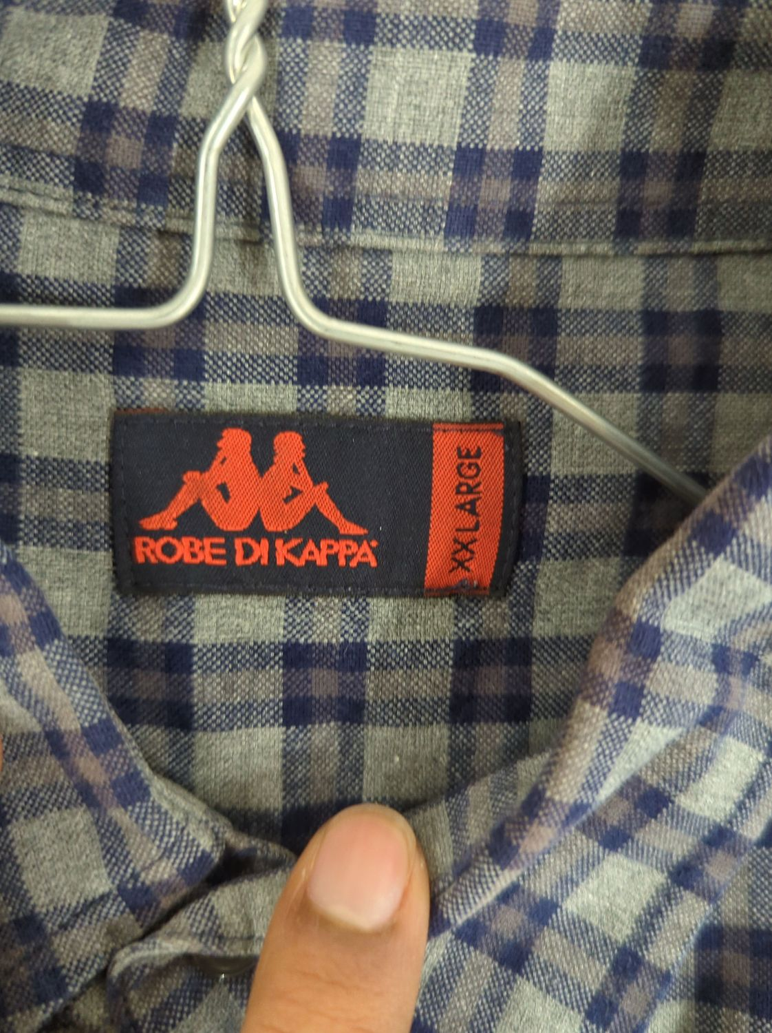 Kappa Blue & Grey Checkered Button-Down Shirt - Size XXL