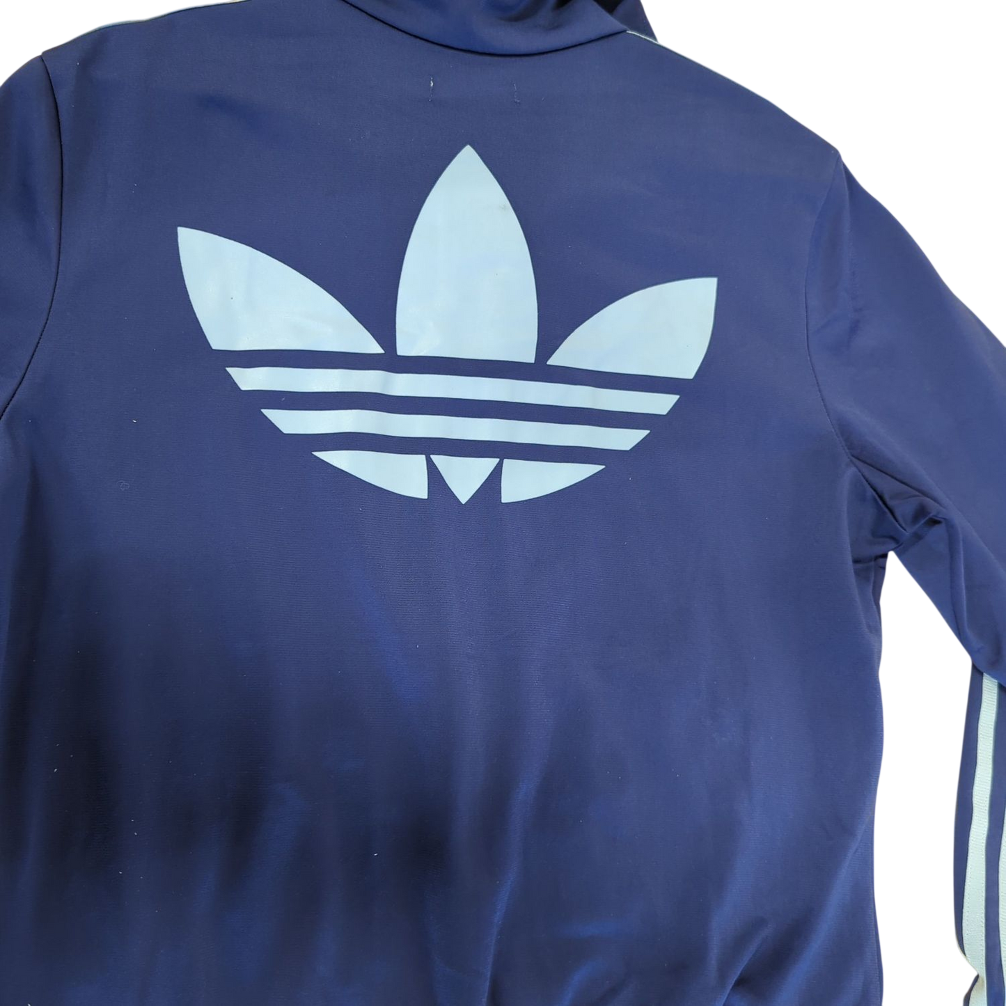 Adidas Navy Blue Track Jacket with Three Stripes - Size 40