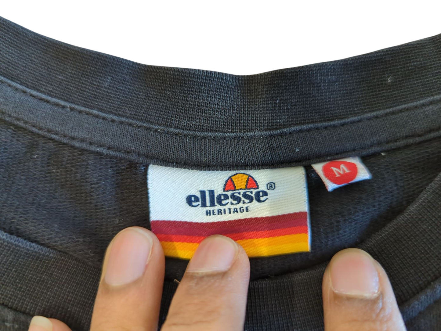 Ellesse Heritage Black Sweatshirt with Tape Detail - Size M