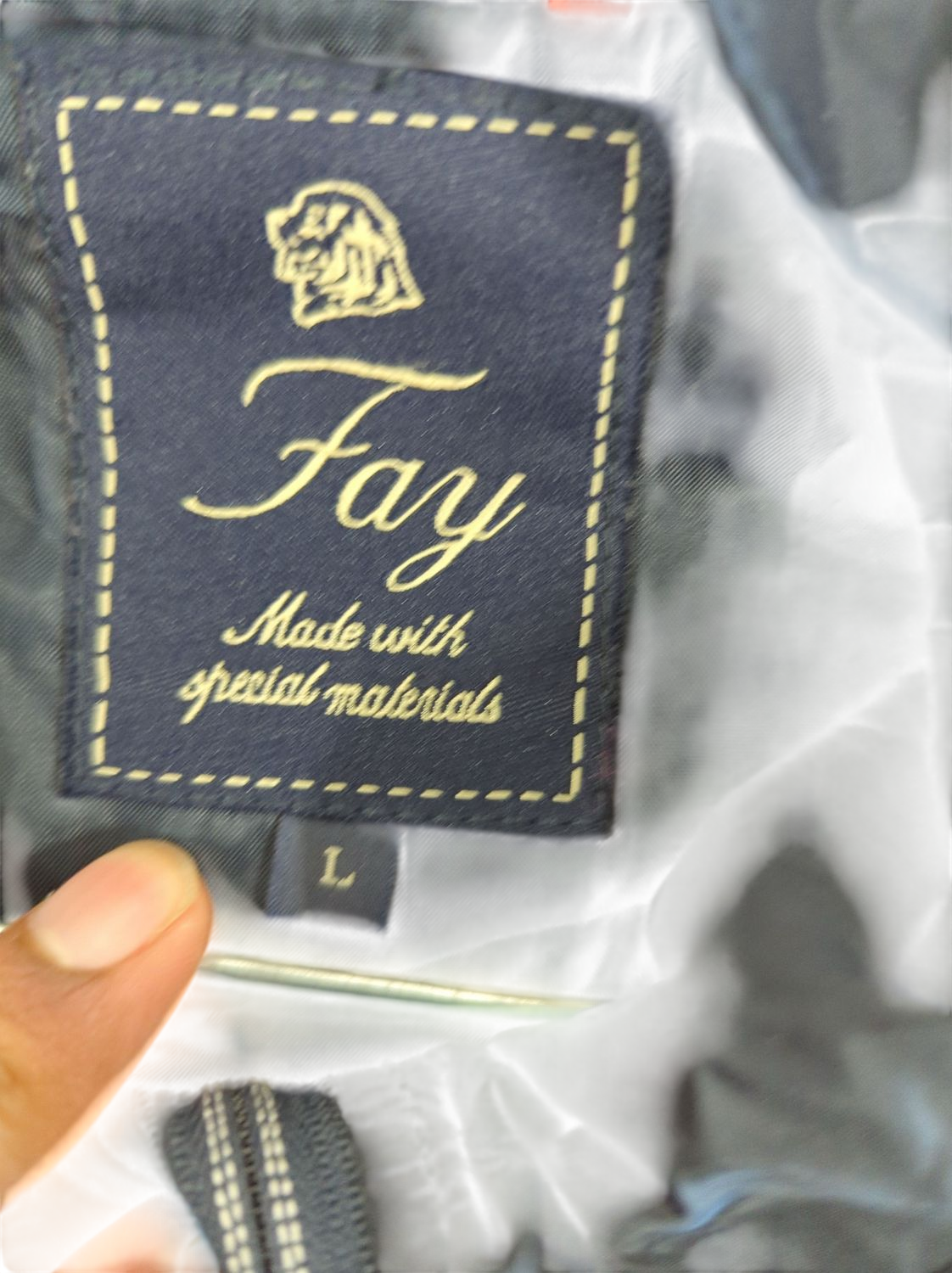 Fay Navy Blue Parka Jacket with Grey Trim - Size L