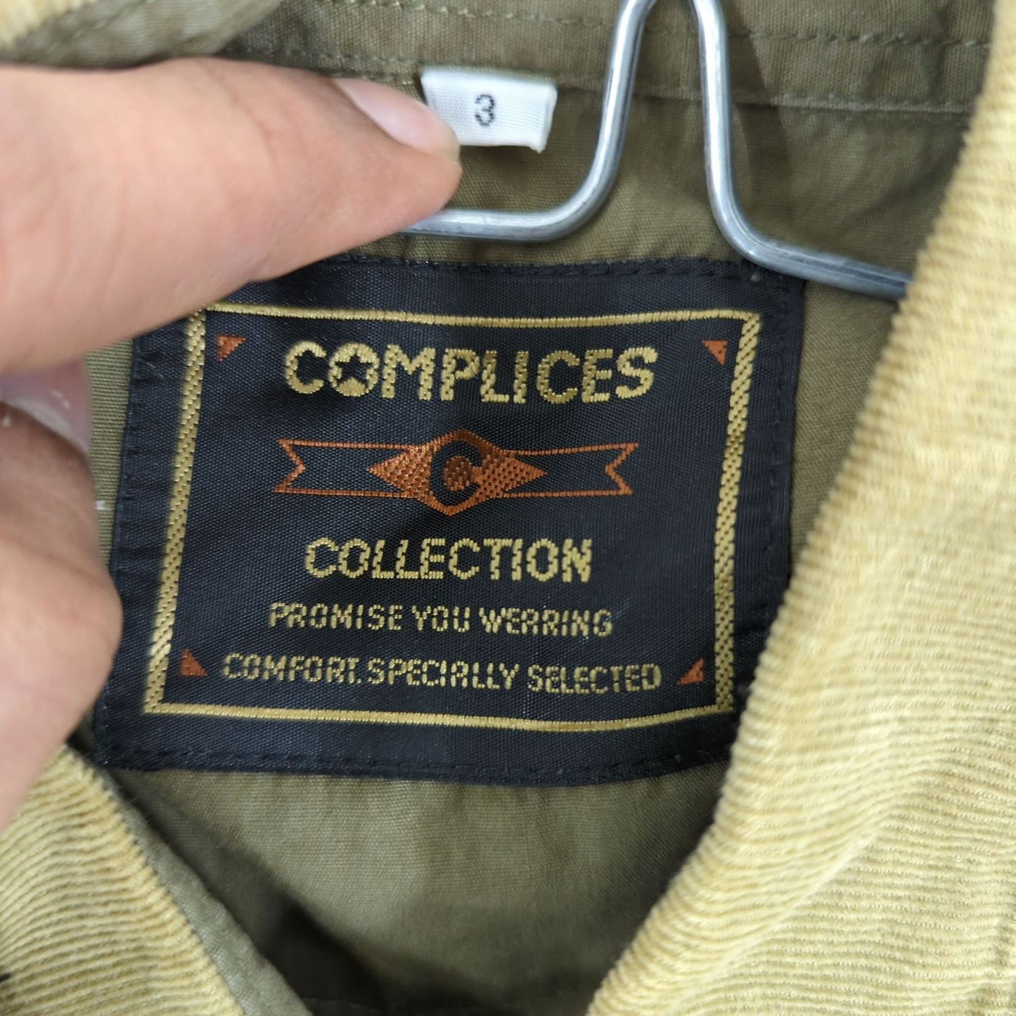 Coniplaces Collection Olive Button-Down Shirt with Corduroy Collar - Size 3