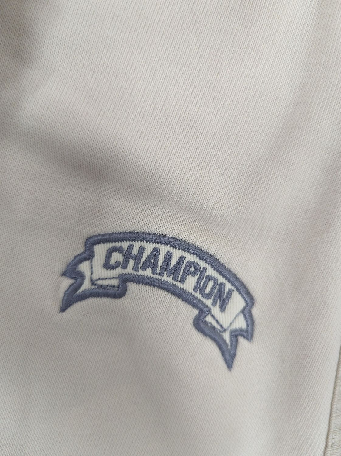 Champion Beige Bomber Jacket with Pink Trim - Size L