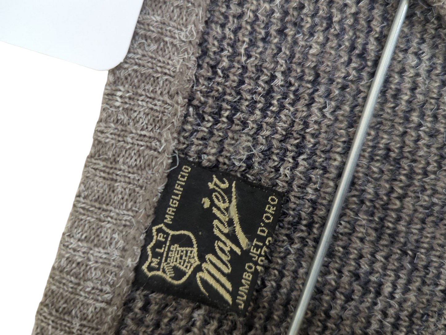 Vintage Maglificio D'oro Grey Patterned Wool Sweater