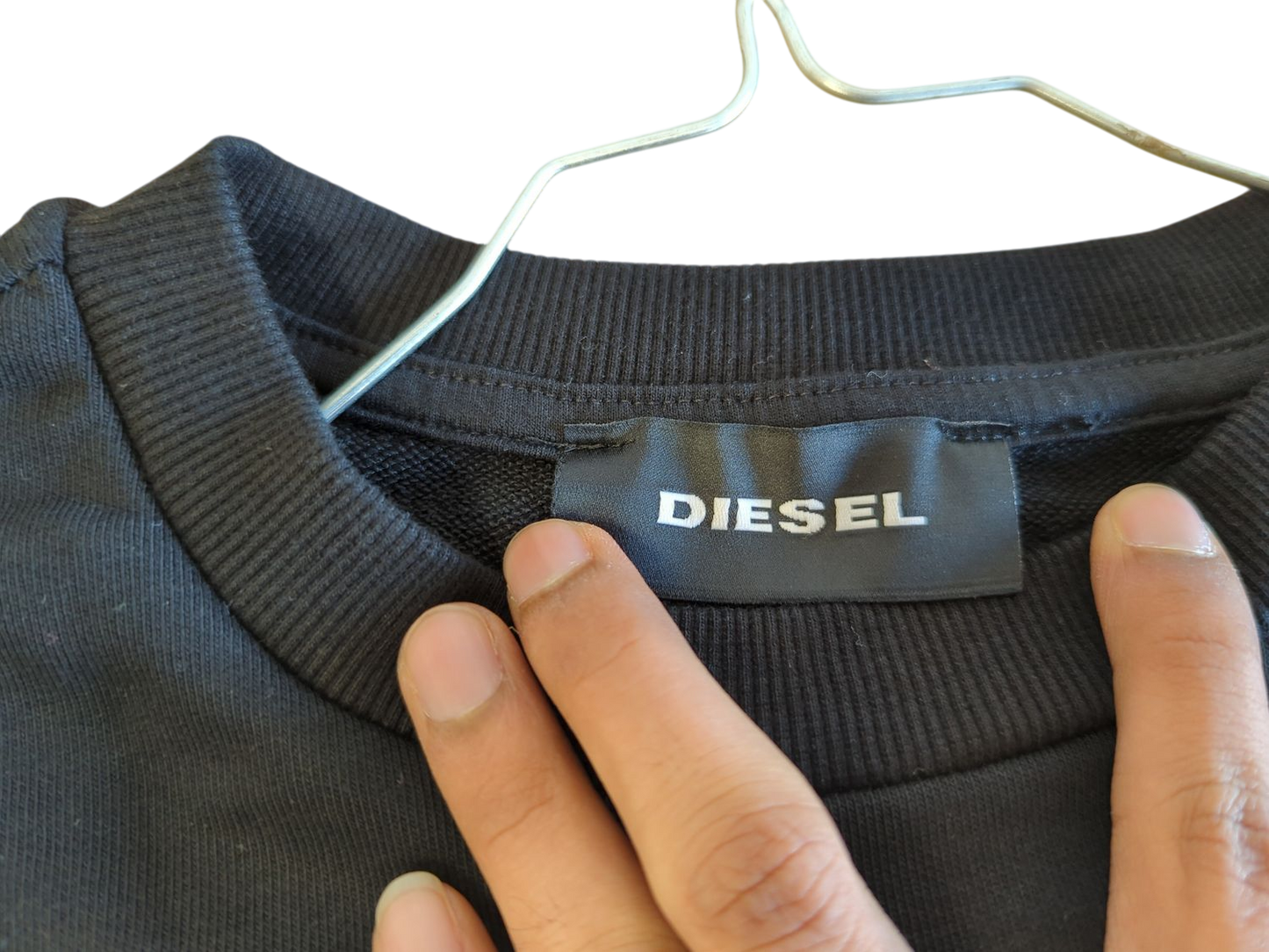 Diesel Black Crew Neck Sweatshirt with Logo Patch