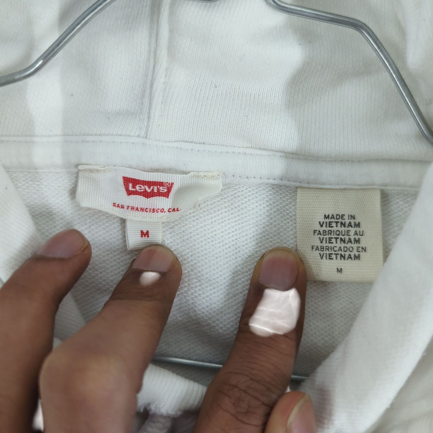 Levi's White Cotton Hoodie - Size M
