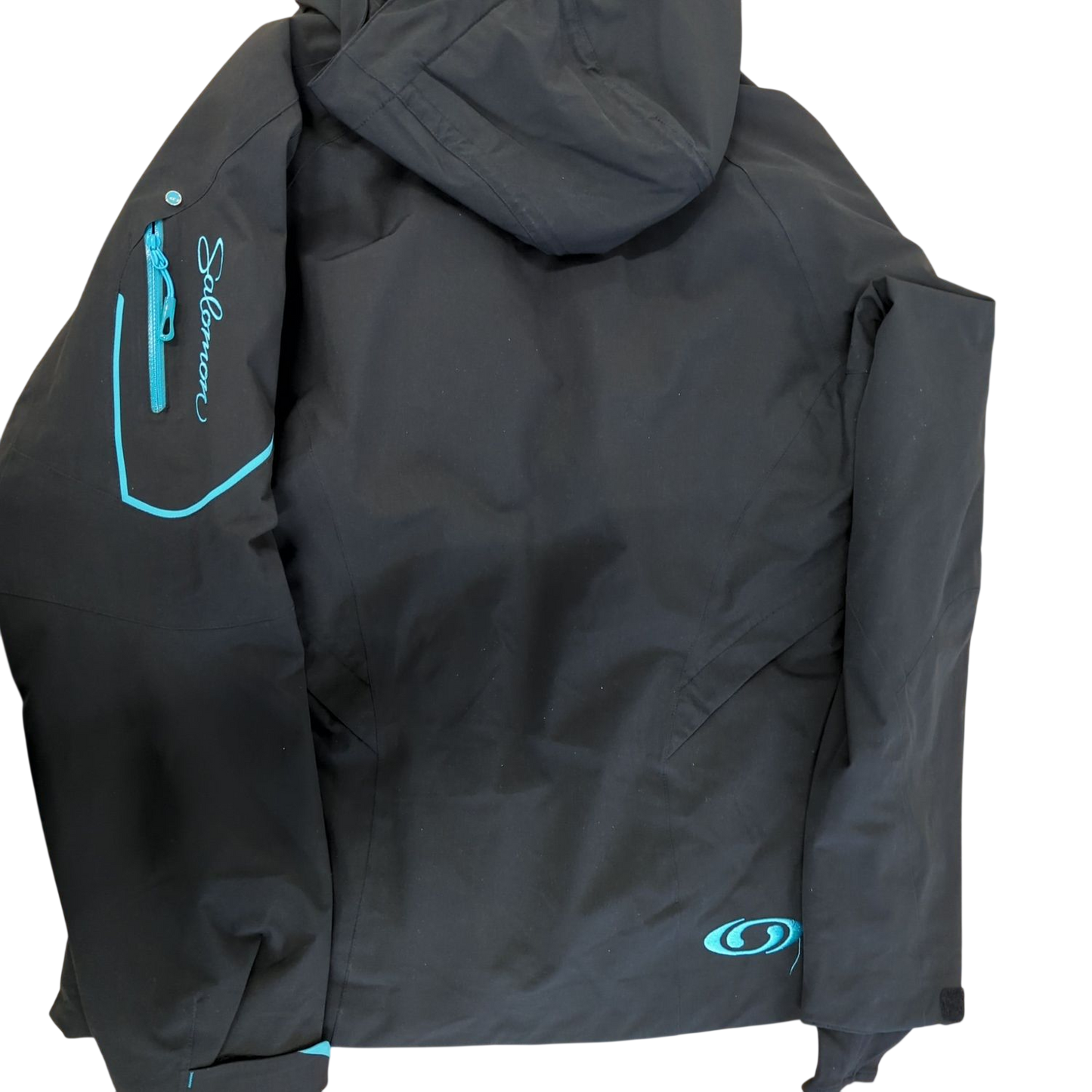 Salomon Black Windbreaker Jacket with Blue Accents - Size L