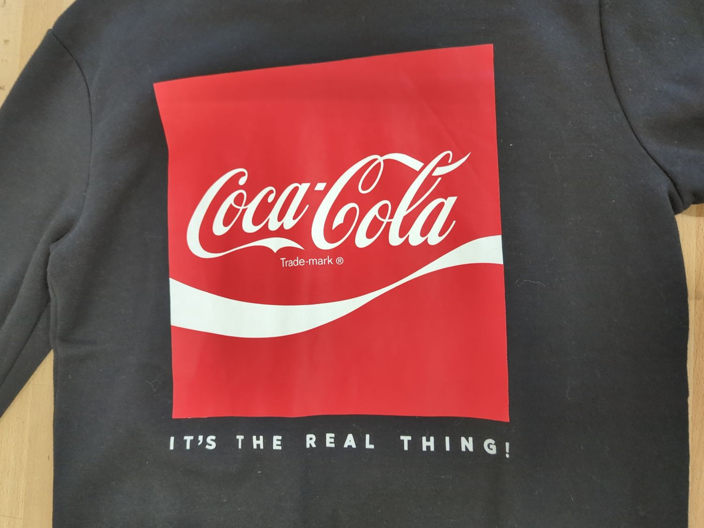 Coca-Cola Black Sweatshirt - Size M - 'It's The Real Thing!' Graphic