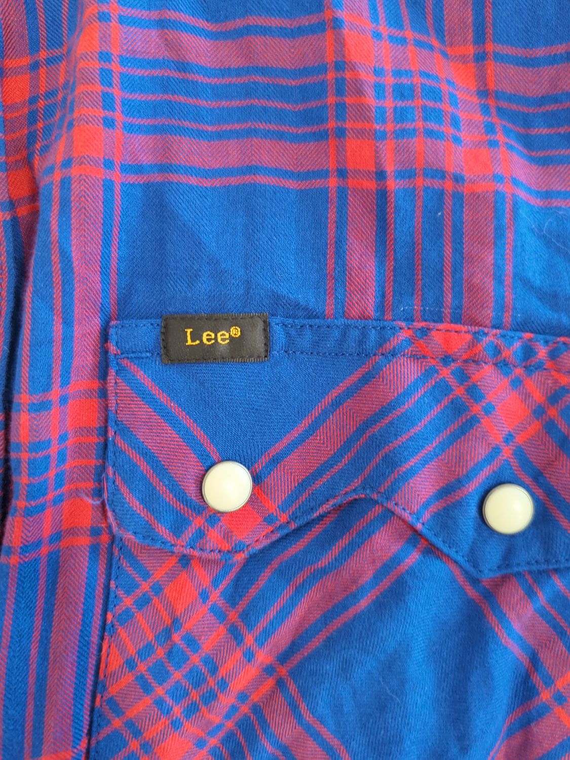 Lee Blue & Red Plaid Button-Down Shirt - Regular Fit