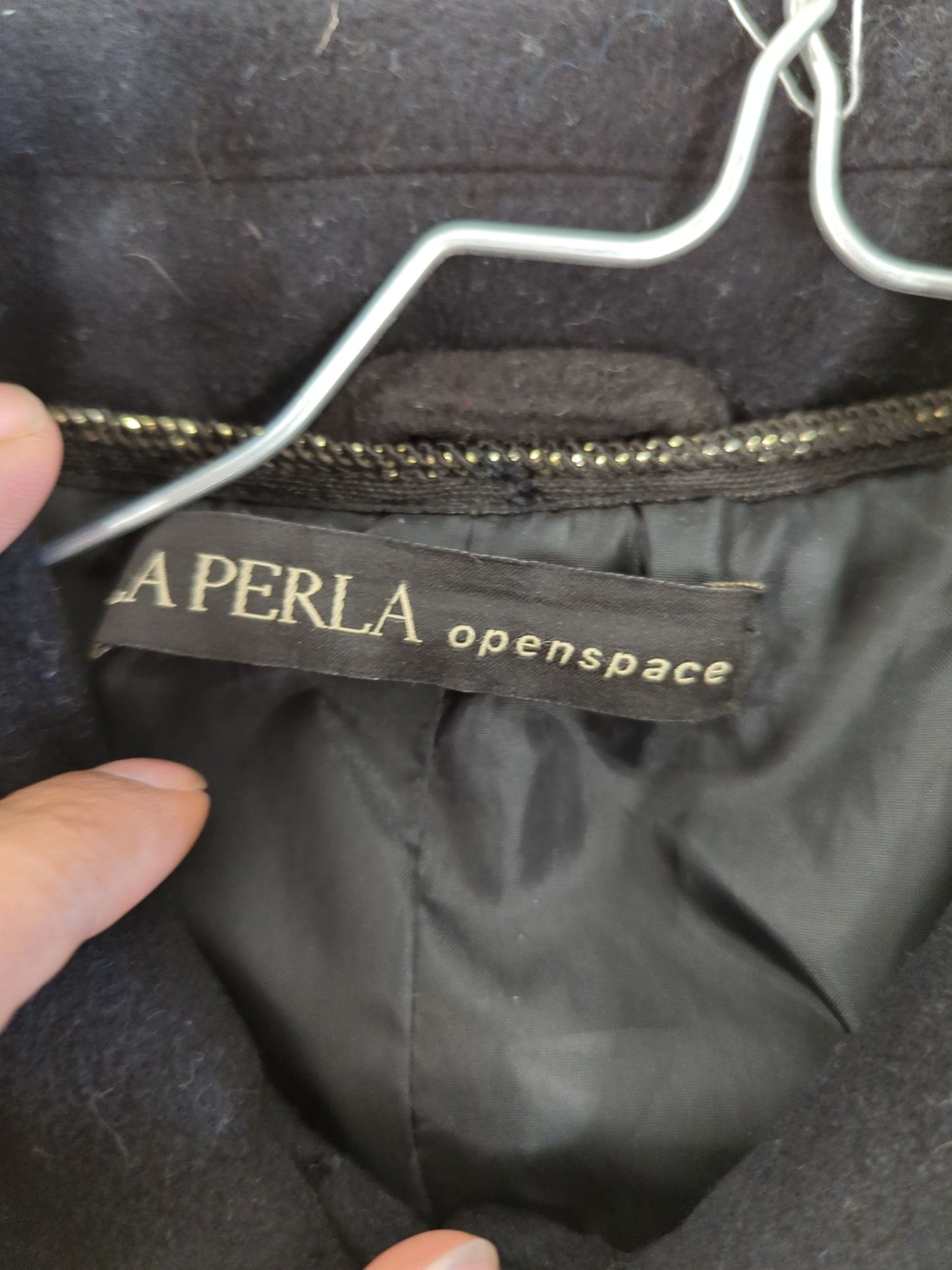 La Perla Black Wool Pea Coat - Designer Outerwear