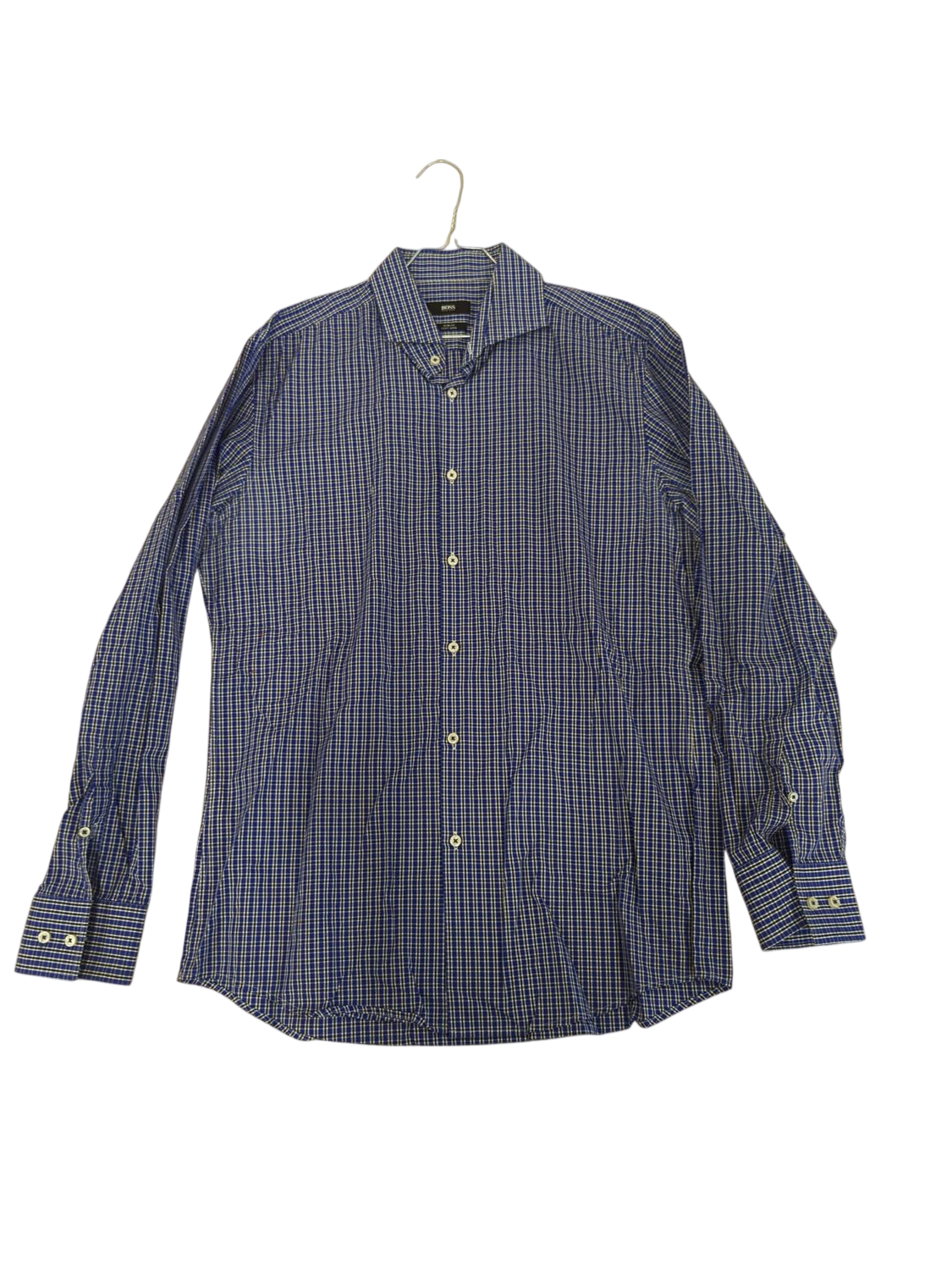 BOSS Hugo Boss Blue Checkered Button-Down Shirt - Slim Fit