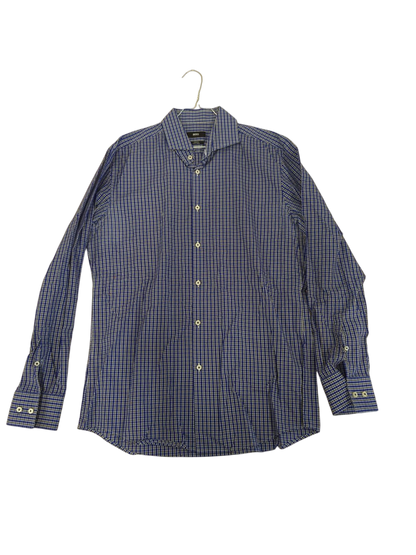 BOSS Hugo Boss Blue Checkered Button-Down Shirt - Slim Fit