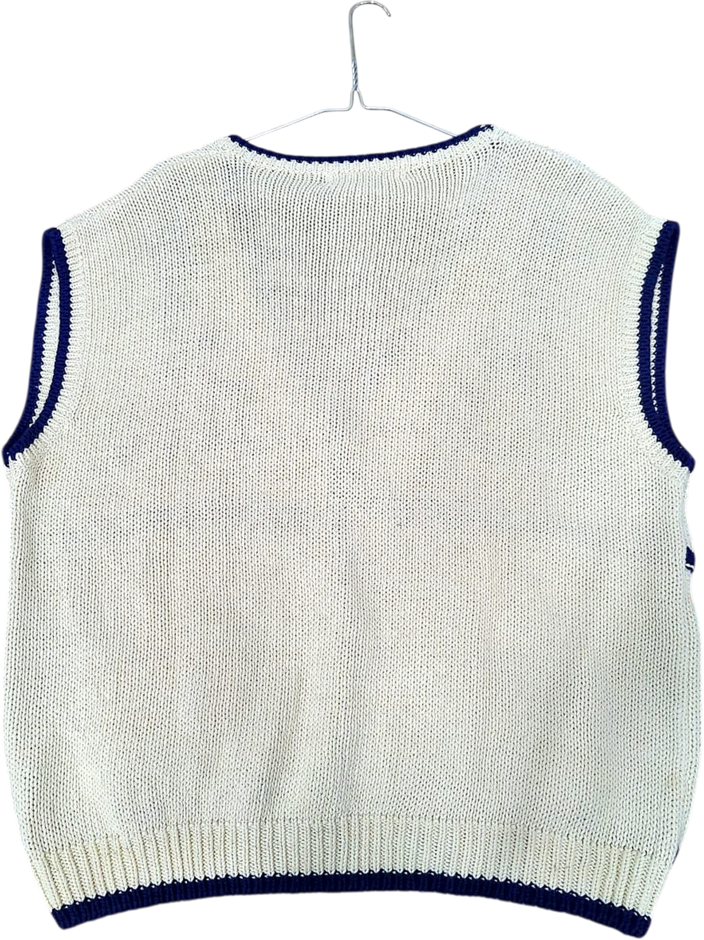 Modafil Cream Knit Vest with Floral Embroidery - Size 03
