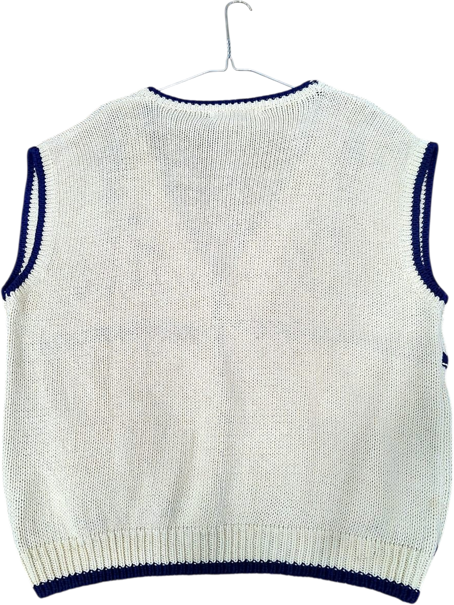 Modafil Cream Knit Vest with Floral Embroidery - Size 03