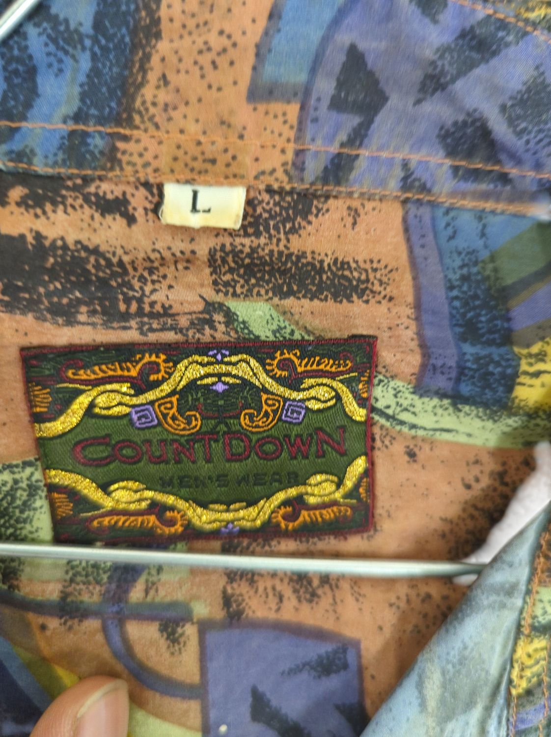 Vintage Zooland Abstract Pattern Button-Down Shirt - Size L