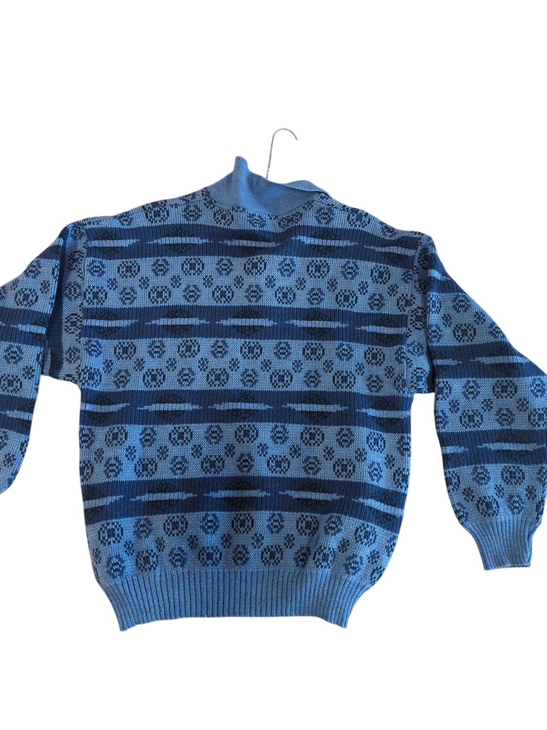 Vintage Gianni Alberti Italian Wool Sweater - Blue Pattern - Size 48