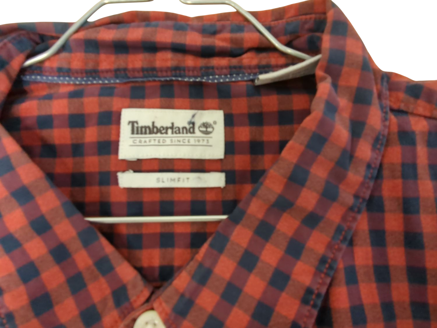 Timberland Red and Navy Checkered Button-Down Shirt - Size SL