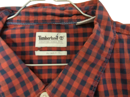 Timberland Red and Navy Checkered Button-Down Shirt - Size SL
