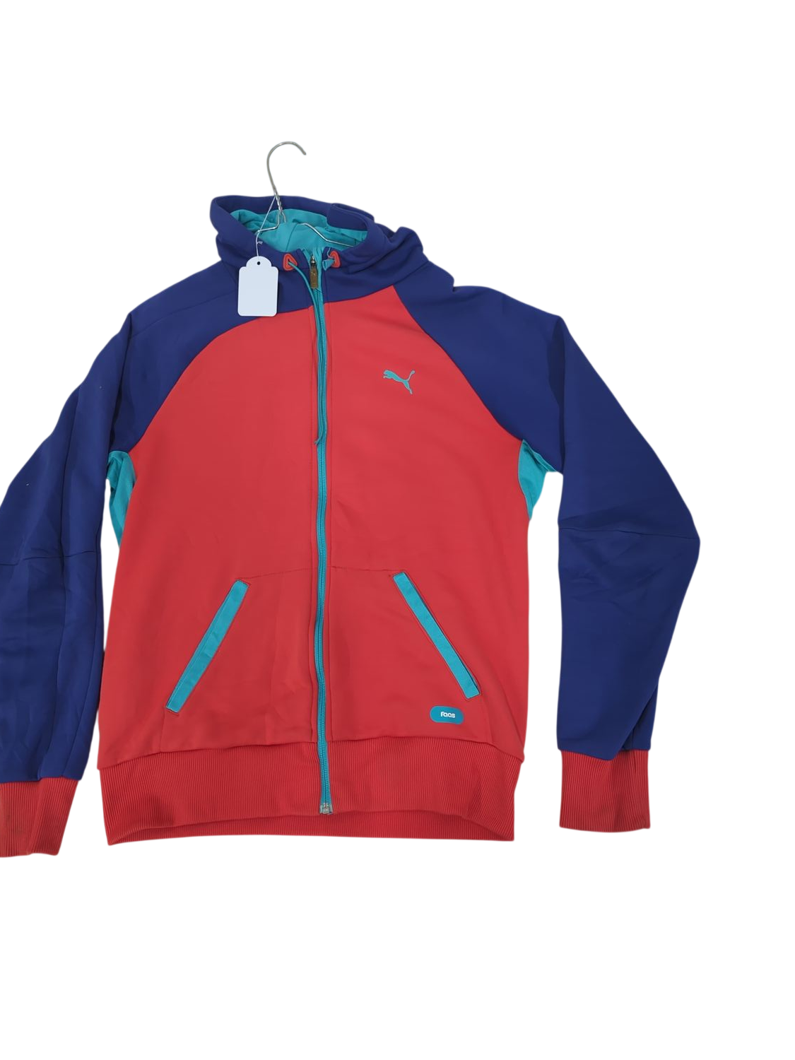 Puma Colorblock Windbreaker Jacket - Red/Navy with Turquoise Accents