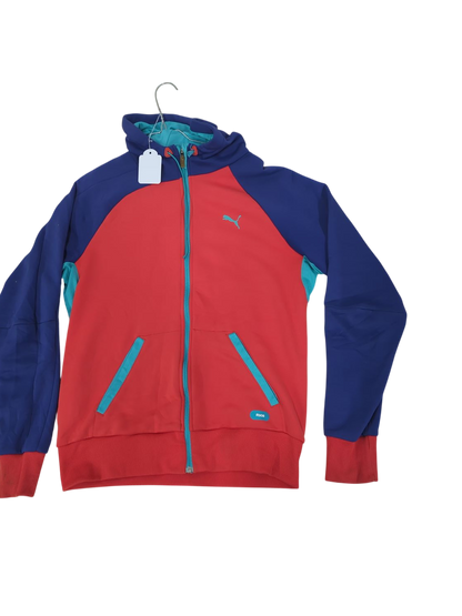Puma Colorblock Windbreaker Jacket - Red/Navy with Turquoise Accents