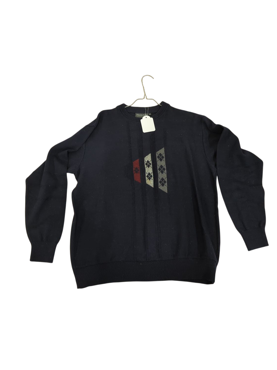 Monte Carlo Navy Blue Sweater with Argyle Pattern - Size 52