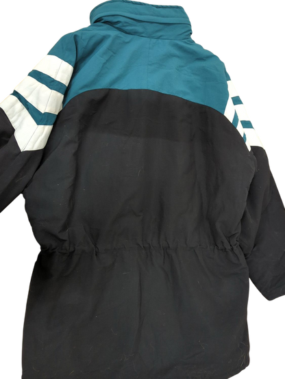 Adidas Vintage Windbreaker Jacket - Black & Teal with White Stripes