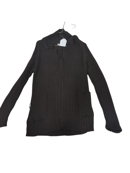 Sportmax Black Ribbed Sweater - Size 6 - Made in Italy