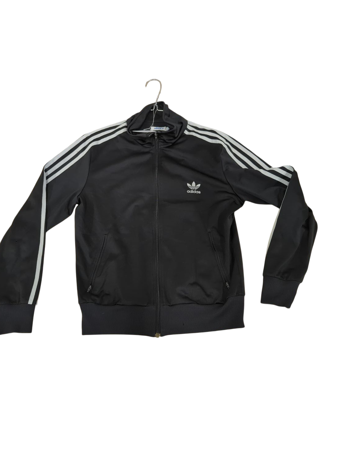 Adidas Black Track Jacket with 3-Stripes - Size 44