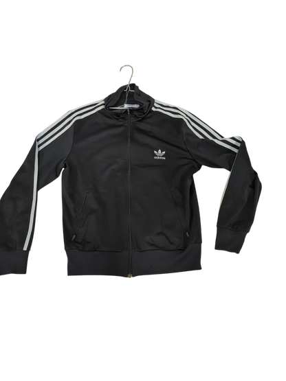 Adidas Black Track Jacket with 3-Stripes - Size 44