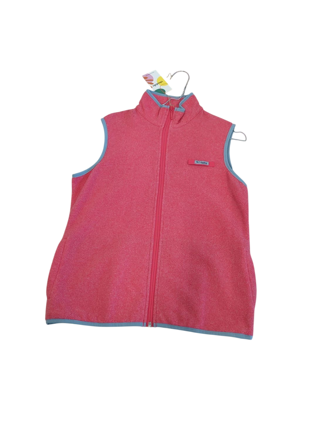 Columbia Pink Fleece Vest with Blue Trim - Size M