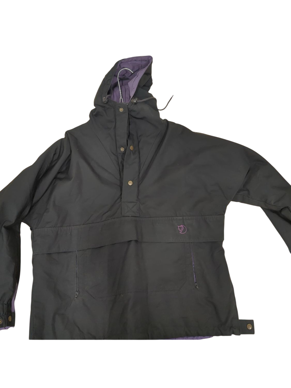 Raven Black Windbreaker Jacket with Purple Lining - Size S
