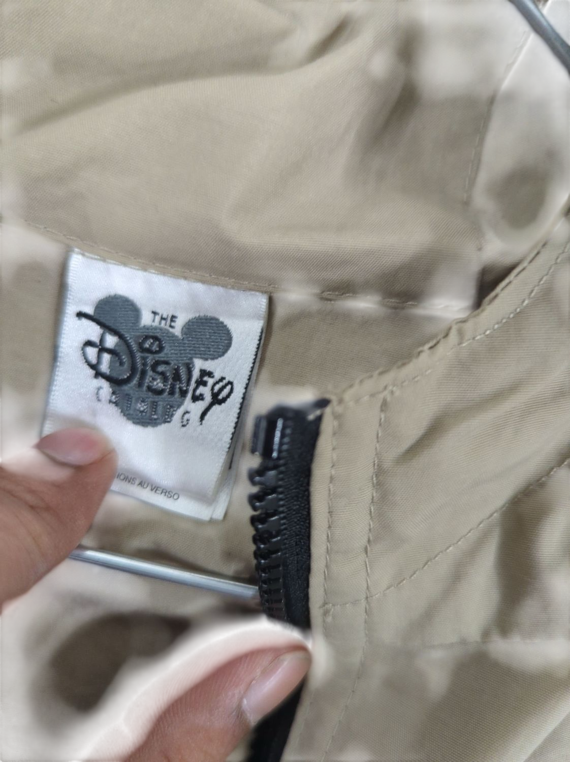 Disney Beige Windbreaker Jacket with Black and White Stripes
