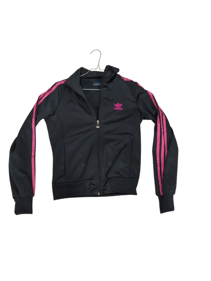 Adidas Black Track Jacket with Pink Stripes