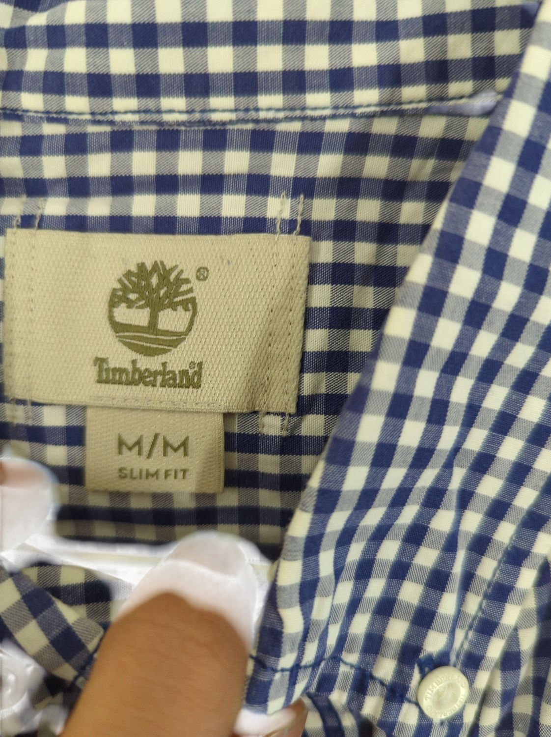Timberland Blue Gingham Check Button-Down Shirt - Size M
