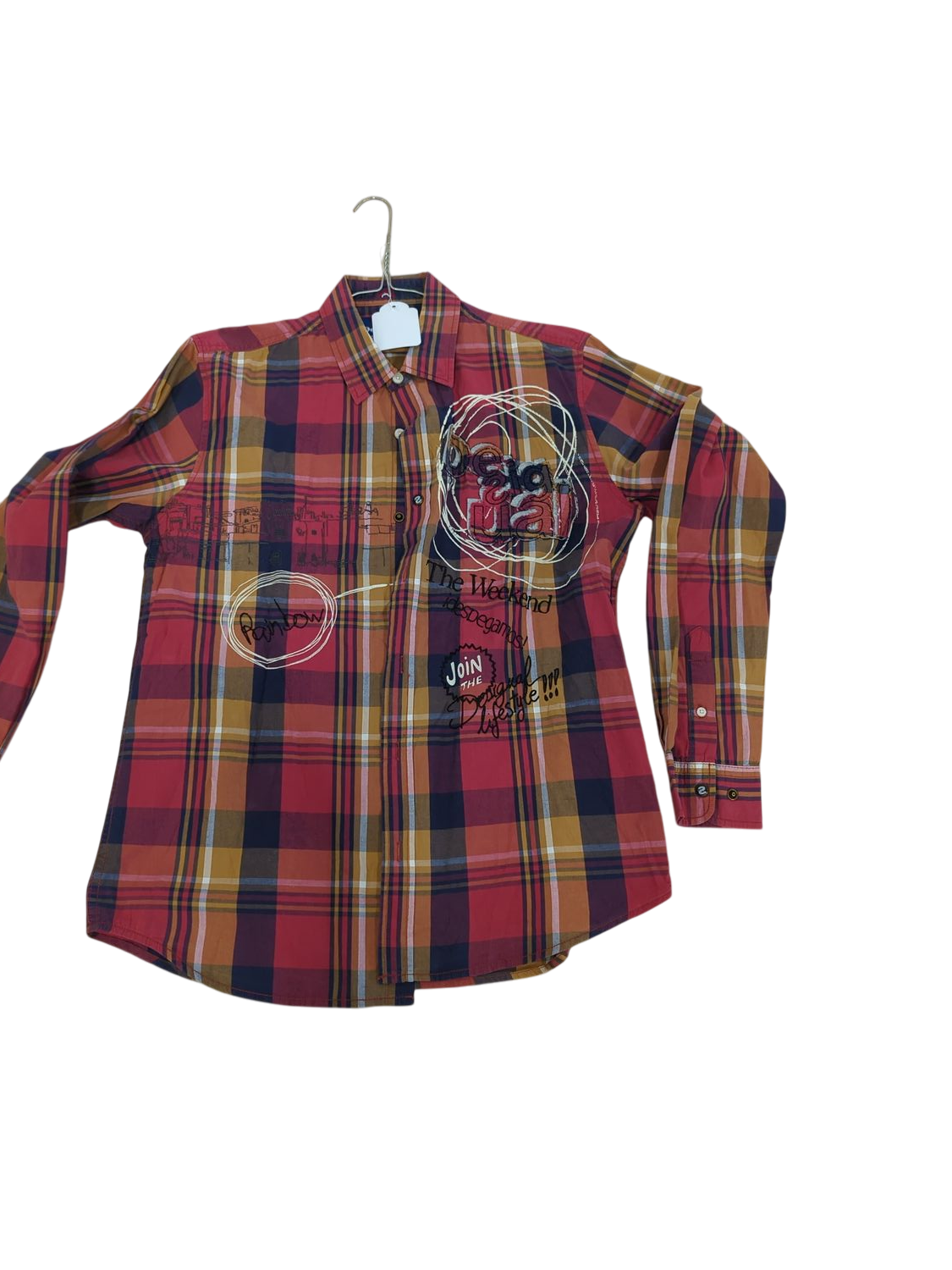 Desigual Plaid Button-Down Shirt - Colorful Checkered Pattern