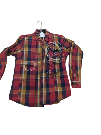 Desigual Plaid Button-Down Shirt - Colorful Checkered Pattern