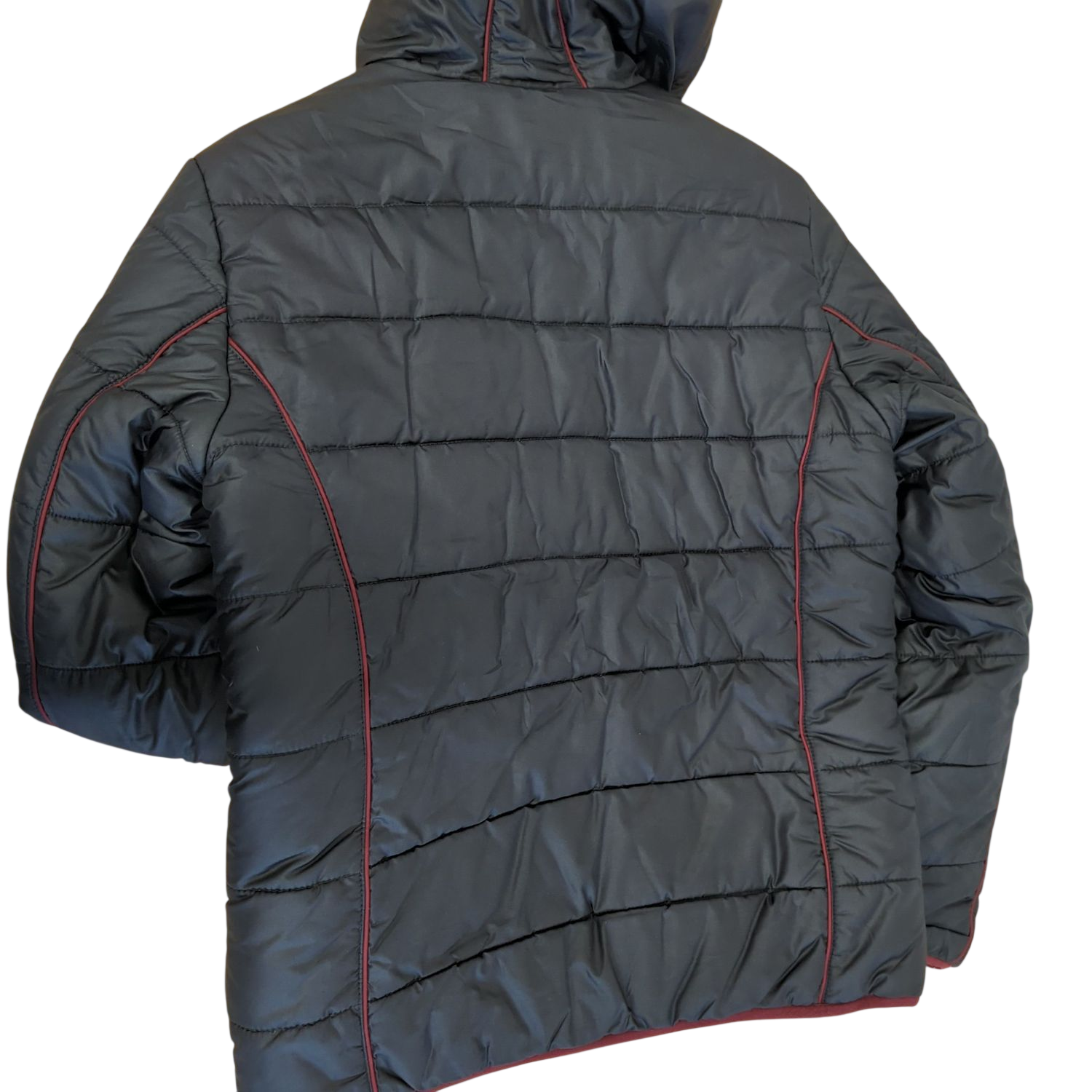 Armani Jeans Black Quilted Parka Jacket with Plaid Lining